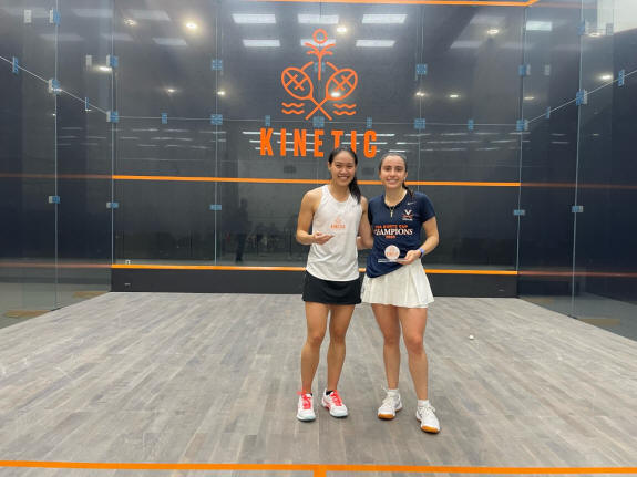 Wen Li Lai (left) and Maria Moya (right) at the prizegiving the Kinetic 5k Challenger