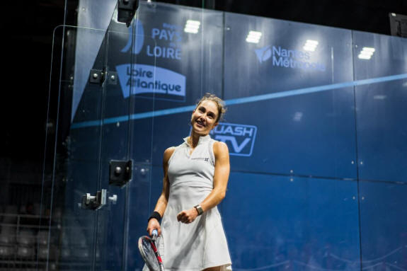 Nele Gilis after her win against Tesni Evans in the semi-finals of the Open de France de Squash
